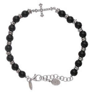 【貨物輸送無料】宝飾品・付属品 アーメンクロスジルコネートオニクスブレスレットbracelet amen croix zirconate et onyx arg 925