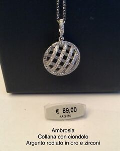 【貨物輸送無料】宝飾品・付属品 アンブロシアコラーナコンシオンドロアルジェントジルコーニambrosia aag 090 collana con ciondolo argento e zirconi