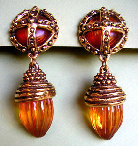 【貨物輸送無料】宝飾品・付属品 イヤリングクリップレジンドリーピンク1090  boucles doreille clips resine doree ou translucide rose