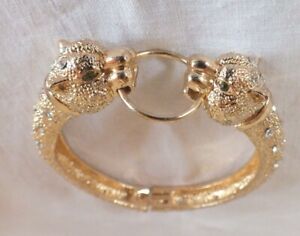 【送料無料】ジュエリー・アクセサリー ゴールデンブレスレットラインストーンテテネコbracelet dore strass tetes felins