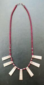 【送料無料】ジュエリー・アクセサリー トゥアレーグネックレスガラスビーズガラスcollier touaregue ancien argent ethnique perles de verre rouge cuivre xxeme