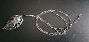 【送料無料】ジュエリー・アクセサリー ロングシートシルバーメタルフィリグリーチェーンヴィンテージcollier long feuille metal argente filigrane chaine signe roam vintage xxeme