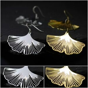 【貨物輸送無料】宝飾品・付属物 イチョウイヤリングシルバーヒップシルバーフローラルginkgo boucles doreilles 925silber dore gingko ginko hipp floral argente