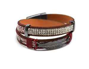 【送料無料】ジュエリー・アクセサリー ダブルツアーブレスレットモチーフエカイユボルドーストラスチェーンbc1412e bracelet double tour motif ecailles bordeaux, strass, chaines et pl