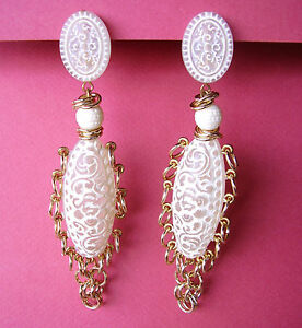 【貨物輸送無料】宝飾品・付属品 イヤリングクリップレジンメタルドレ8  grandes boucles doreilles clips   resine et metal dore