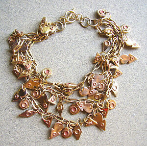【貨物輸送無料】宝飾品・付属品 コリアーチャームメタルドレ56  collier a breloques trois rangs  metal dore