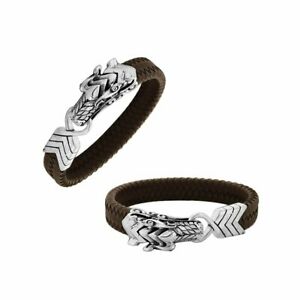 【貨物輸送無料】宝飾品・付属物 シルバースターリングブレスレットレザーブラウンargent sterling bracelet avec cuir marron ab1130ltbrw203珊