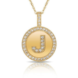 【送料無料】ジュエリー・アクセサリー ブリリアントロンドヘイローレターネックレスペンダントイエローbrillant rond halo j lettre initiale collier pendentif 14k or jaune 16,485円