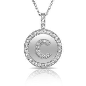 【送料無料】ジュエリー・アクセサリー ブリリアントロンドヘイローレターネックレスペンダントホワイトbrillant rond halo c lettre initiale collier pendentif 14k or blanc