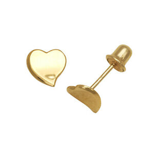 【貨物輸送無料】宝飾品・付属物 ソリッドイエローユニシェイプハートイヤリングリアスクリュー14k solide or jaune uni forme coeur enfants boucles doreilles vis arriere