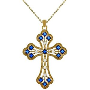 【貨物輸送無料】宝飾品・付属物 ゴシッククロスカラーゴールドメッキジルコニウムチョイスcollier croix gothique plaque or et oxydes de zirconium  longueur au choix
