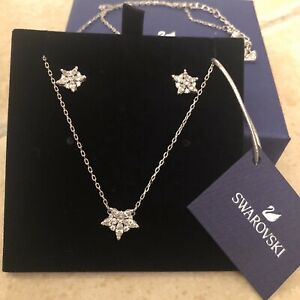 【貨物輸送無料】宝飾品・添え物 ネックレスイヤリングスワロフスキーホワイトクリスタルparure collier boucles d’oreilles swarovski cristaux blancs neuve authentique