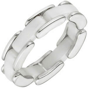 【貨物輸送無料】宝飾品・付属物 ホワイトセラミックスリングリングシルバーanneau 925 argent avec blanche ceramique largeur 5,1粍 bague de doigt femme