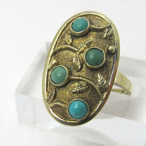【貨物輸送無料】宝飾品・付属物 ターコイズゴールデンシルバーリングウィーンアールヌーボーturquoise anneauargent dore  de vienne art nouveau  8301000  argent gilded