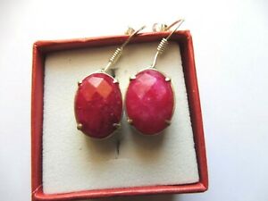 【貨物輸送無料】宝飾品・付属物 コリンドンルビーイヤリングマッシブシルバーboucles d’oreilles corindon rubis 17x12x6粍 argent massif
