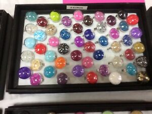 【貨物輸送無料】宝飾品・付属物 ガラスリングプレートグローブロットlot de 10  bague bulle de verre plate globe
