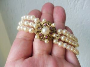 【送料無料】ジュエリー・アクセサリー ゴールドノーブルシルバーシュリースsublime, vieux bracelet__3reihige perles __ noble dore 835 argent schliesse
