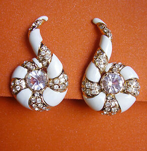 【貨物輸送無料】宝飾品・付属物 バレンティーノイヤリングクリップスパイラル525    valentino  boucles doreille clips spirale email blanc
