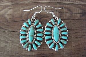 ジュエリー・アクセサリー ナバホシルバースターリングターコイズセルティペンダントパムベナリーnavajo argent sterling turquoise serti pendantes oreilles pam benally