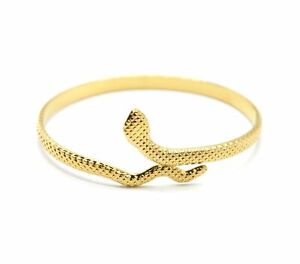【送料無料】ジュエリー・アクセサリー ゼルペントラップリリーフゴールドスチールスケールブレスレットbc4124f bracelet jonc avec serpent enroule relief ecailles acier dore
