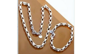 【送料無料】ジュエリー・アクセサリー チェーンブレスレットワイドメッキメッシュネックレスヌーヴparure chaines mixte bracelet collier mailles larges plaque argent neuves