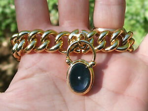 【送料無料】ジュエリー・アクセサリー ボーブレスレットアンシエンカデナスフェルモアゴールドメタルbeau bracelet ancien xixeme avec fermoir cadenas en metal dore  longueur 19,5cm