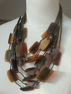 【送料無料】ジュエリー・アクセサリー スケールカラーネックレスcollier ancien perles en chute de couleur ecaille