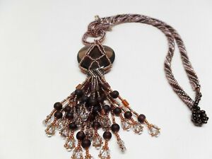 【貨物輸送無料】宝飾品・付属物 ヴィンテージパールクォーツスモークハートフレンジャーmagnifique vintage perle quartz fume coeur frange collier