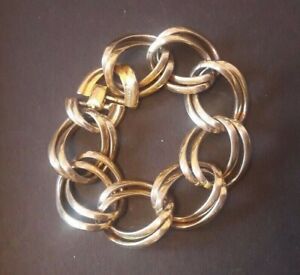 【貨物輸送無料】宝飾品・添え物 ナイスヴィンテージブレスレットクチュールリンクjoli bracelet vintage couture gros maillons en metal dore signe nina ricci