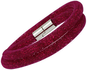 【送料無料】ジュエリー・アクセサリー スワロフスキースターダストフクシアナイロンチューブダブルブレスレットスモールswarovski stardust fuchsia nylon tube double bracelet pour femme petit 5102547