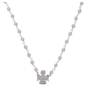 【貨物輸送無料】宝飾品・添え物 アーメンシルバーエンジェルスワロフスキーパールネックレスcollier amen argent ange perles swarovski