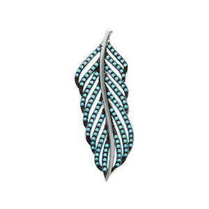 【貨物輸送無料】宝飾品・付属物 シルバーペンダントターコイズチゼルpendentif en argent 9251000 rhodie plume ciselee pave en turquoises de synthese