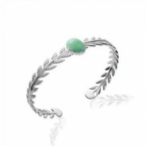 【貨物輸送無料】宝飾品・付属物 シルバーローディッドベイアベンチュリンjonc femme en argent 9251000 rhodie feuilles de laurier et aventurine veritable