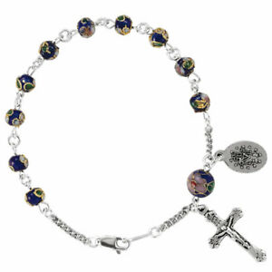 【貨物輸送無料】宝飾品・付属物 コバルトクロワゾンネシャペルシルバーブレスレットcobalt cloisonne chapelet 191珊 bracelet en argent