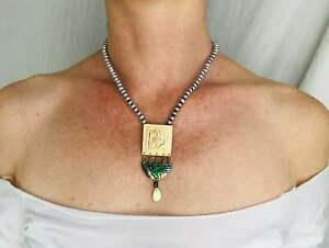 【貨物輸送無料】宝飾品・添え物 パウアライトンオールドムールネックレスペンダントpaua amp; laiton collier ancien moule pendentif