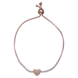 【貨物輸送無料】宝飾品・付属物 ロゼジルコンハートブレスレットbracelet avec coeur amen arg 925 rose et zircons