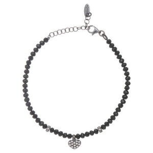 【貨物輸送無料】宝飾品・添え物 ブレスレットシルバーブラッククリスタルハートジルコンbracelet amen cristaux noirs argent 925 coeur zircons