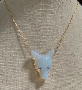 【送料無料】ジュエリー・アクセサリー オパライトオオカミティーンゴールドチェーンpendentif tete de loup en opalite et chaine gold filled 14k fait main de 45 cm