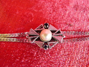 【送料無料】ジュエリー・アクセサリー ノーブルオールドブレスレットシルバーパールサファイアファインnoble, vieux bracelet __ 835 argent avec perle et 2 saphirs __ fin _