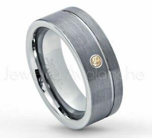【送料無料】ジュエリー・アクセサリー クォーツスモークリングパイプカットタングステンリング0,07 ct quartz fume bague, 8mm tuyau coupe tungsten bague, novembre