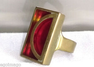 【送料無料】ジュエリー・アクセサリー ジョリーバゲヴィンテージインゴールデンライトンjolie bague vintage en laiton dore et resine vers 1970