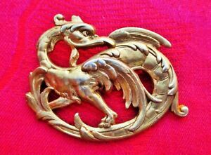 【送料無料】ジュエリー・アクセサリー アールヌーボーフランスキメラブローチアンティークブローチbroche ancienne chimere en laiton avec dorure art nouveau franceantique brooch｜hokushin
