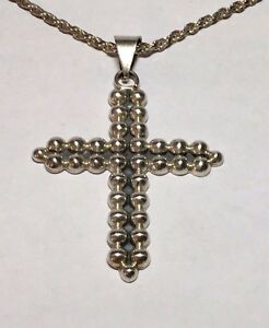 【送料無料】ジュエリー・アクセサリー ヴィンテージストリングネックレスメキシコシルバースターリンググランドクロスvintage hob signe mexico argent sterling grand croix avec 18 collier corde