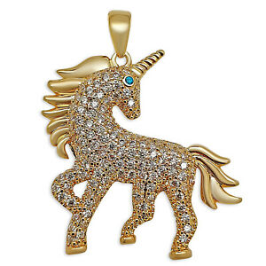 【送料無料】ジュエリー・アクセサリー ゴールドメッキペンダントジルコニウムオプションチェーンpendentif licorne plaque or 750000 et zirconium chaine en option femme 20,705円
