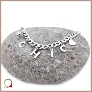 【貨物輸送無料】宝飾品・添え物 チャームペンダントチェーンシルバーブレスレットブレスレットfemmes bracelet en argent 925‰ bracelet avec charms pendentifs et chaine