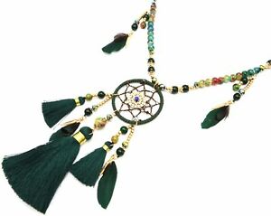 【送料無料】ジュエリー・アクセサリー ソティールコリアーパールグラスフェザーキャッチャーポンポンcl2194f sautoir collier perles verre avec attrapereves plumes et pompons v