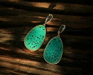 【送料無料】ジュエリー・アクセサリー イヤリングクラスドロップジェイドグリーンイミタスカルプトビッグレトロboucles doreilles clous goutte jade vert imita sculpte gros retro x11et