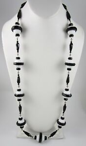 【送料無料】ジュエリー・アクセサリー チェコガラスメロンワッシャーパールネックレスmagnifique tcheque noir amp; blanc grand verre melon rondelle perle collier
