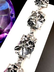 【貨物輸送無料】宝飾品・付属物 プリティシルバースターリングアールヌーボーパターンローズブレスレットリンクjoli argent sterling art nouveau motif dimensionnel floral rose bracelet lien ジュエリー・アクセサリー-男女兼用アクセサリー