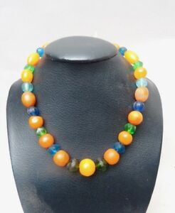 【送料無料】ジュエリー・アクセサリー ガラスパテネックレスcollier pate de verre ancienne